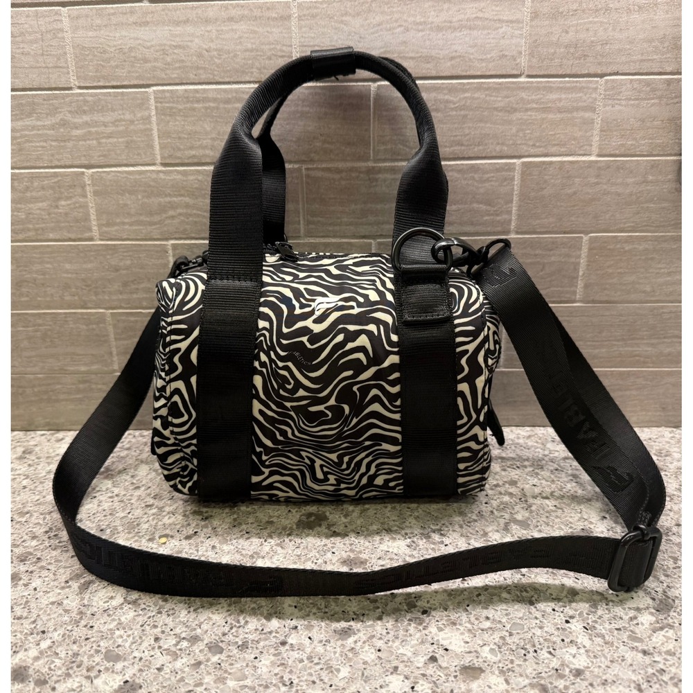 Fabletics Black/White Compact Zebra Print Mini Grip Duffle Bag/Purse/Gym Bag - Picture 10 of 10